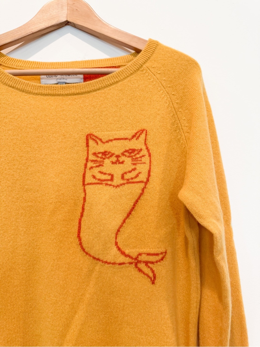 NWOT✨ Catnip + Seaweed Nipsea 100% Cashmere Cat Mermaid Sweater Marigold XS - Picture 6 of 11